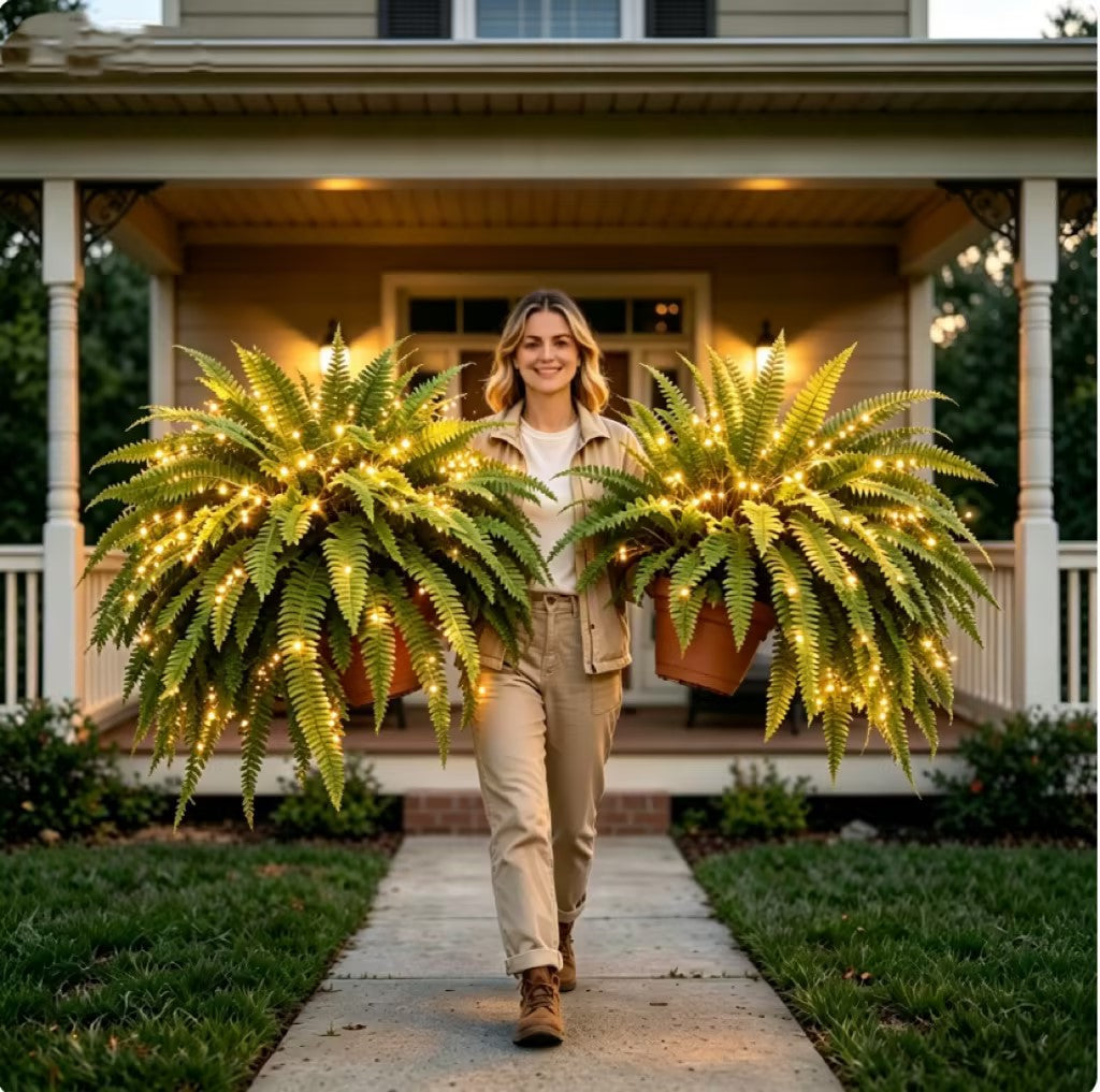 Last Day 49% OFF💛Glowing Boston Ferns with Lights – 🌿 Zero Watering, Zero Maintenance