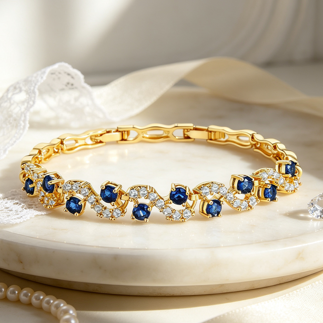 Mitternachtsblau-Gold (0,9 cm breit)