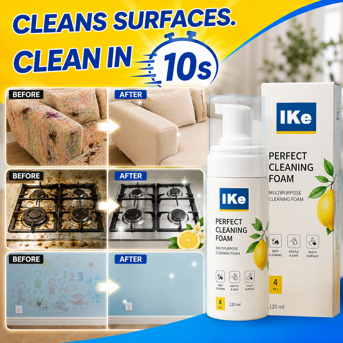 🔥Last Day 50% OFF - Foam No-Rinse Cleaner — Spray, Wipe & Done