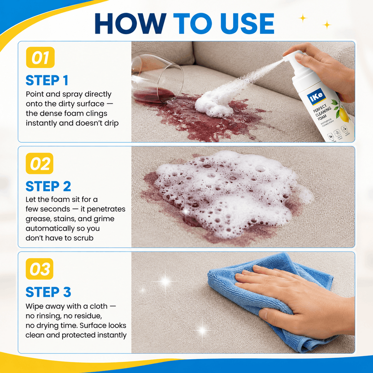 🔥Last Day 50% OFF - Foam No-Rinse Cleaner — Spray, Wipe & Done
