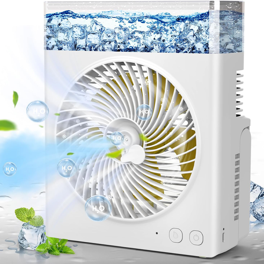 ❄️ BVJ Portable Misting Fan with 600ml Water Tank | ❄️Up to 30H Battery Life • USB Rechargeable • Quiet & Compact | Perfect for Home, Office, Camping & Travel