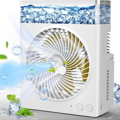 ❄️ BVJ Portable Misting Fan with 600ml Water Tank | ❄️Up to 30H Battery Life • USB Rechargeable • Quiet & Compact | Perfect for Home, Office, Camping & Travel