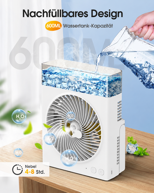 ❄️ BVJ Portable Misting Fan with 600ml Water Tank | ❄️Up to 30H Battery Life • USB Rechargeable • Quiet & Compact | Perfect for Home, Office, Camping & Travel