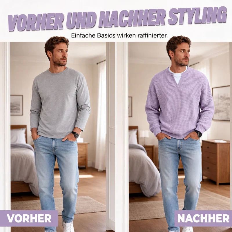 🔥Must-Have🔥👕 Strukturierter Waffel-Pullover für Herren