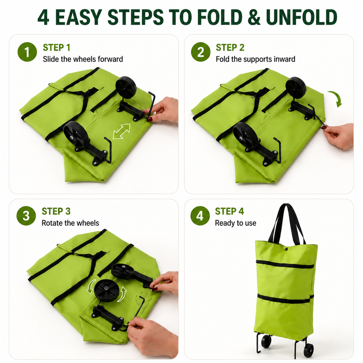 🛒 New Foldable Shopping Trolley – Waterproof, Sturdy & 2-in-1 Carry Bag Design!