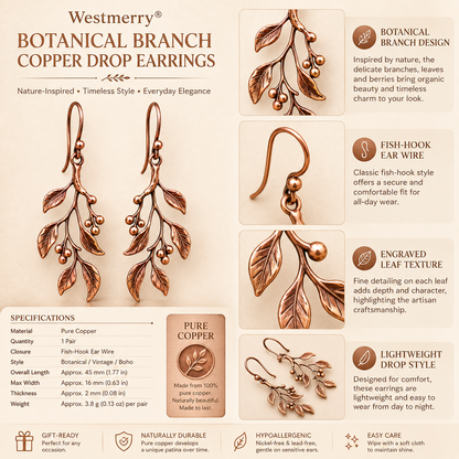 Westmerry® Botanical Branch Copper Drop Earrings