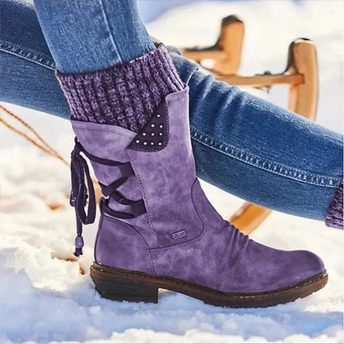 🔥 LETZTER TAG – 80 % RABATT 🔥 Damen Winterstiefel mit orthopädischer Unterstützung, Schleifendetail & warmer Wollfütterung