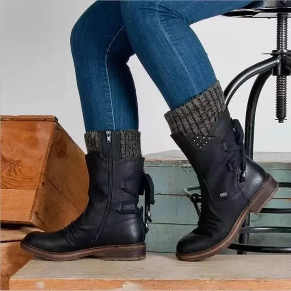 🔥 LETZTER TAG – 80 % RABATT 🔥 Damen Winterstiefel mit orthopädischer Unterstützung, Schleifendetail & warmer Wollfütterung