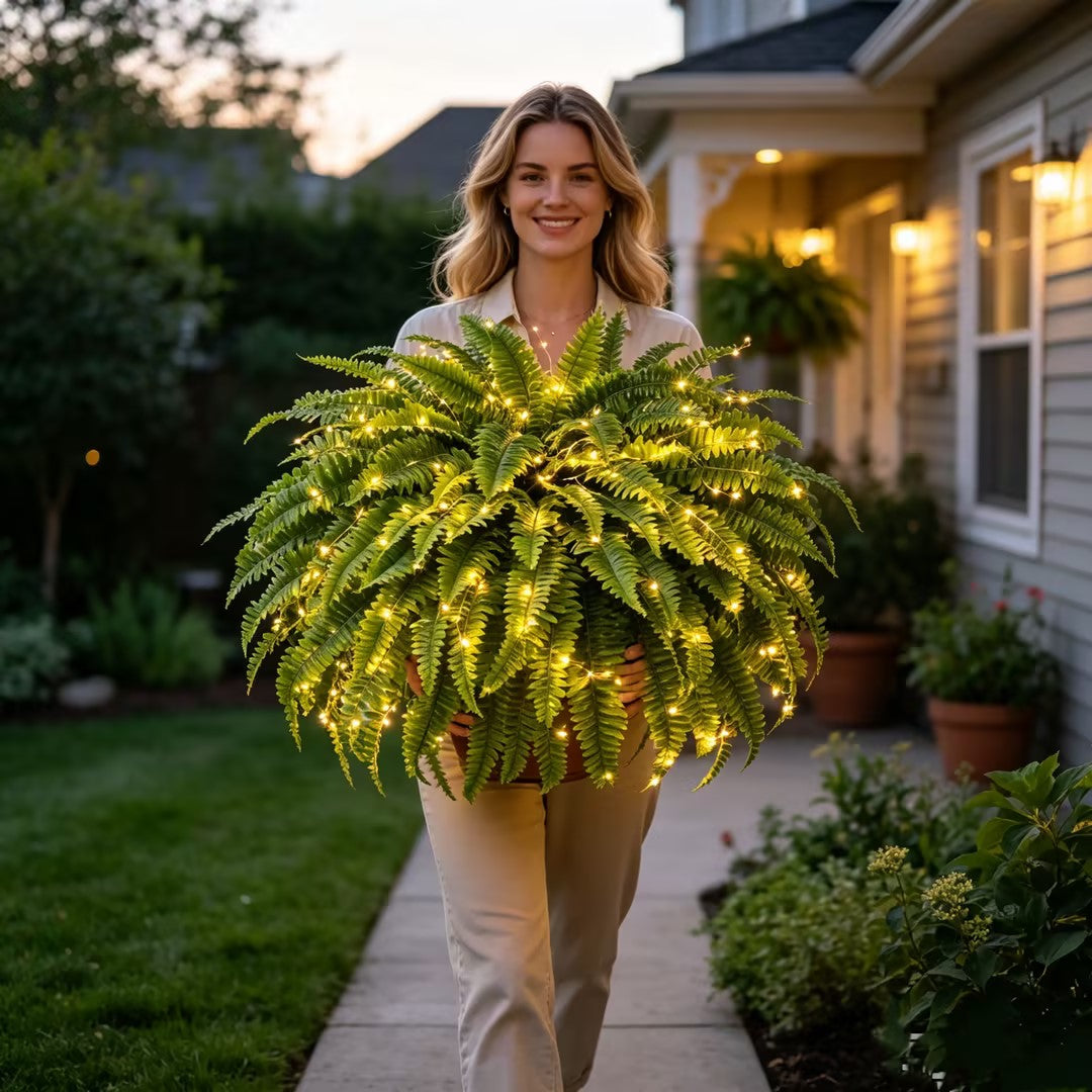 Last Day 49% OFF💛Glowing Boston Ferns with Lights – 🌿 Zero Watering, Zero Maintenance