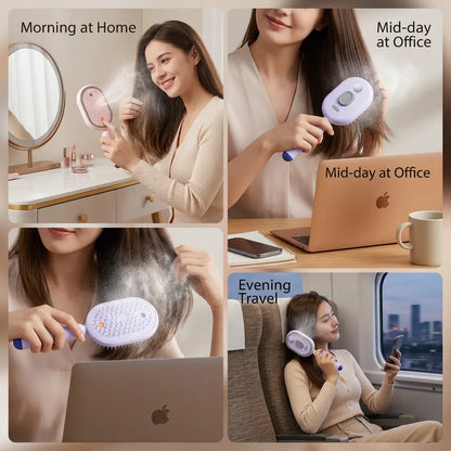 Multi-Functional Hair Mist Spray Comb - Portable Detangling & Hydrating Mist Brush