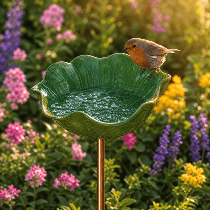 Hand-Formed Poppy Bird Bath Garden Stake
