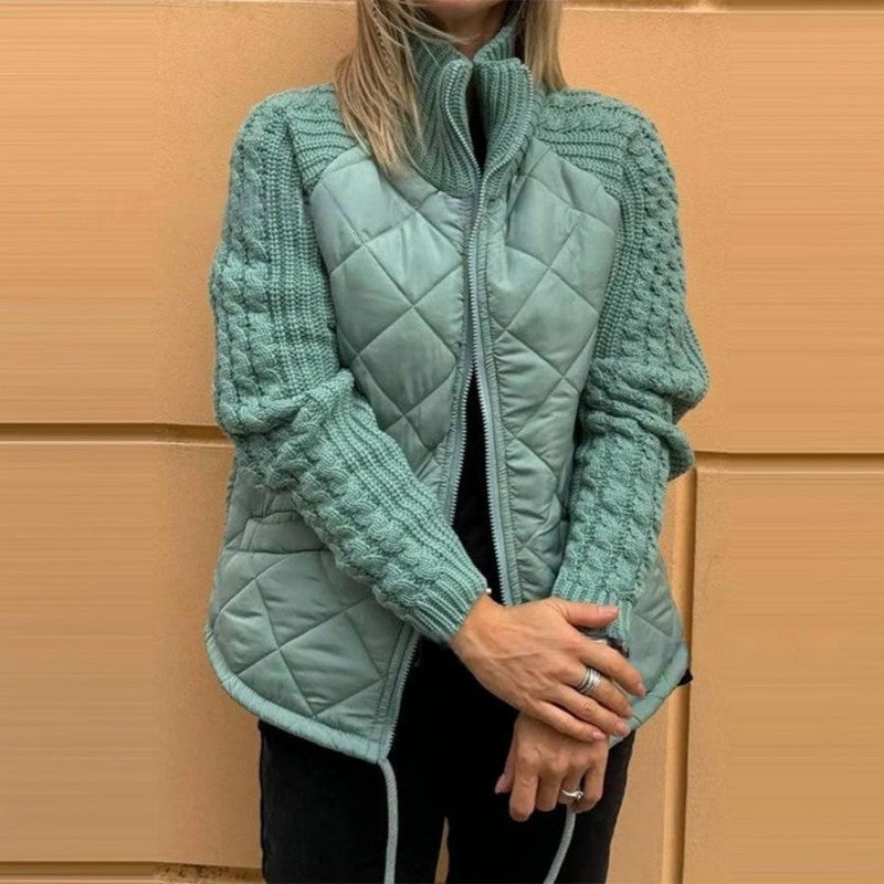🔥Letzter Tag: 60% Rabatt! ⏰🧥Gestrickte Patchwork-Pufferjacke für Damen🎁