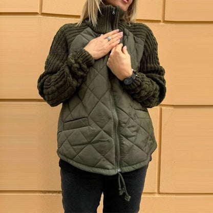 🔥Letzter Tag: 60% Rabatt! ⏰🧥Gestrickte Patchwork-Pufferjacke für Damen🎁