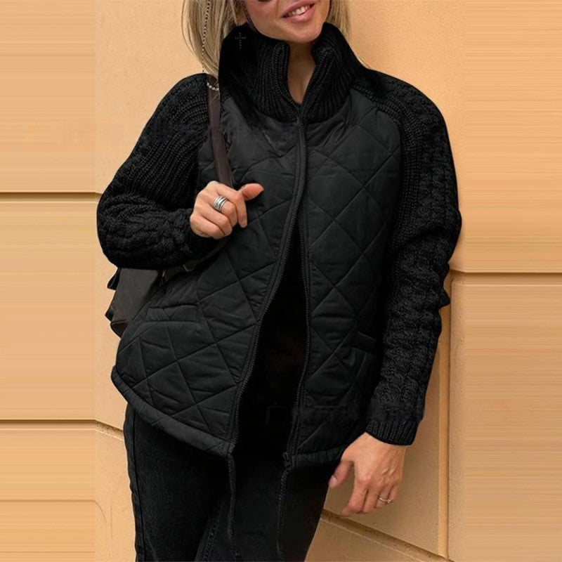 🔥Letzter Tag: 60% Rabatt! ⏰🧥Gestrickte Patchwork-Pufferjacke für Damen🎁