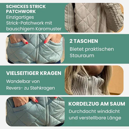 🔥Letzter Tag: 60% Rabatt! ⏰🧥Gestrickte Patchwork-Pufferjacke für Damen🎁